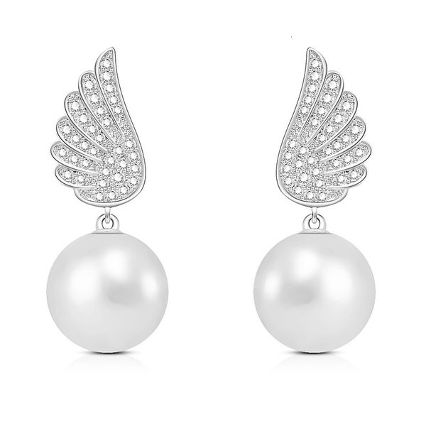 

dangle earrings selling 925 silver ear nails creative angel wings pearl