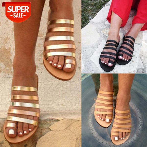 

retro flat sandals women summer beach shoes sequin flip flops ladies slides slippers female gladiator sandalia feminina #lk3b, Black