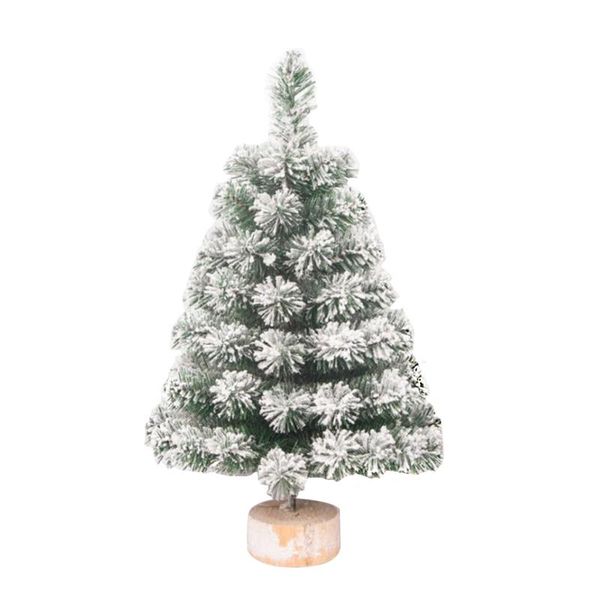 

christmas decorations snow view flocking tree with round wooden base deskornament statue creative sculpture decor for home drop