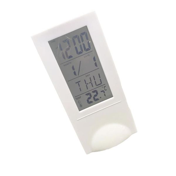 

other clocks & accessories electronic calendar simple desk alarm clock lcd glass screen multifunction digital for home office (white)