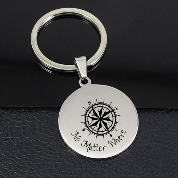 

keychains compass keychain "no matter where" pendant jewelry gift for friend yp7478, Silver
