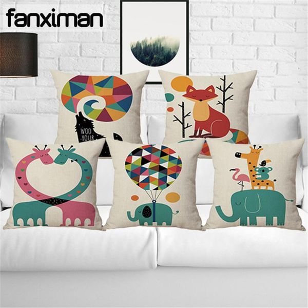 

cushion/decorative pillow children room cushion cover animal print linen square pillowcase home decorative sofa cushions elephant giraffe pi