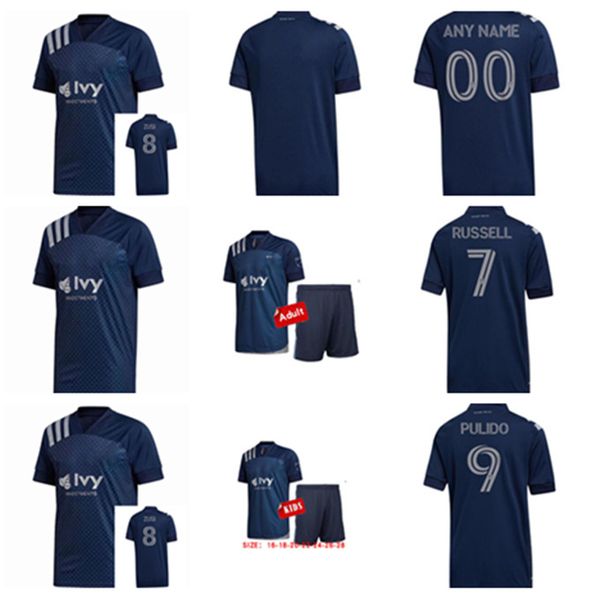 

20-21 top Kansas City Sports Team Soccer Jersey 20/21 * 9 Pulido 11 Sheldon Russell uniform 17 kinda19 Hurtado Gutierrez football shirt, Black;yellow