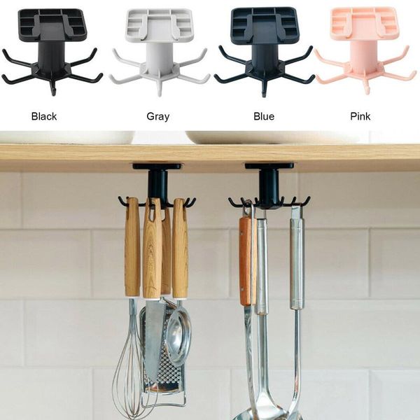 

punch organizer 360 degree rotatable spoon rack kitchen supplies holder with 6 hooks b1 storage & organization