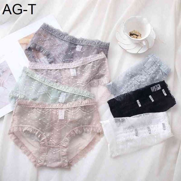 

nayipai new mid waist sweet bow lady's hollow mesh cotton triangle underwear lady, Black;pink