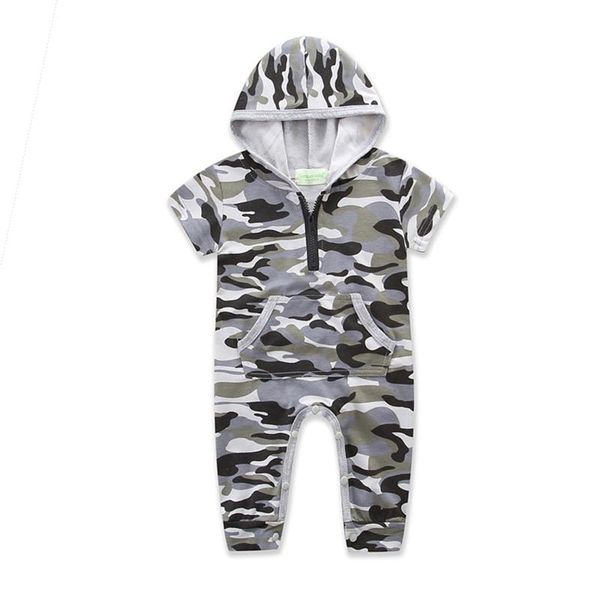 

jumpsuits opperiaya toddler kids baby boys girls camouflage hooded romper casual short sleeve zip up jumpsuit with pocket for summer, Blue