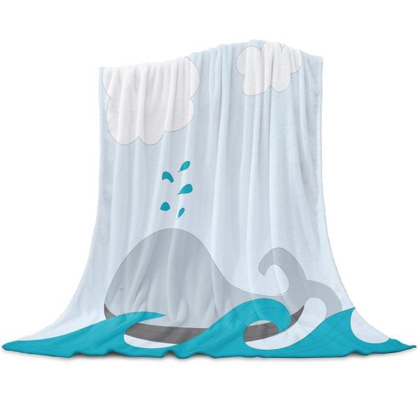 

blankets cartoon whale white cloud cute soft warm coral fleece blanket winter sheet bedspread sofa throw light thin flannel