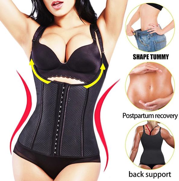 

women's shapers 2021 breathable 100% latex vest waist trainer cincher corset slimming body shaper shapewear strap women sports top, Black;white