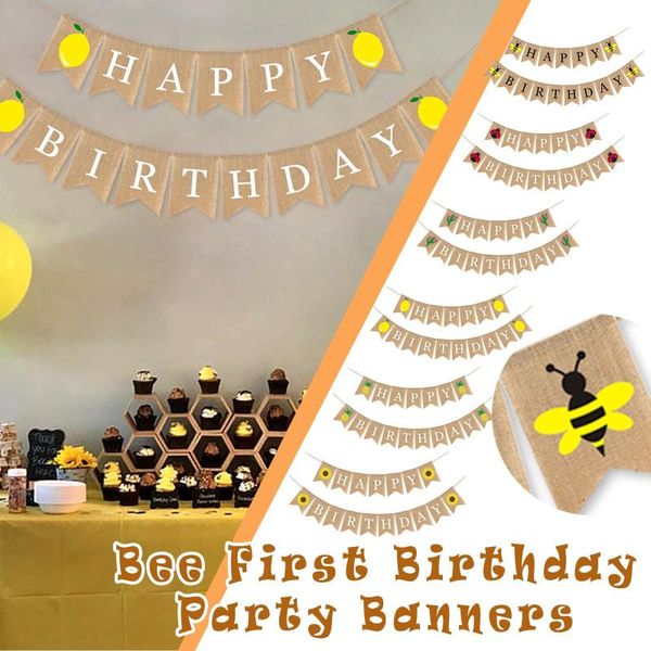 

party decoration happy birthday bunting banner with 3m led light decorations for girl baby shower decor supplies 5