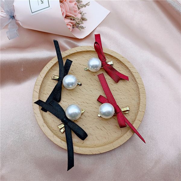 

75% off design small fragrance black bow hairpin french elegant lace pearl headband hair accessories, Golden;silver