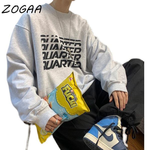 

men's hoodies & sweatshirts zogaa men' pullover crew neck sweatshirt sportswear warm letter print harajuku casual streetwear jacke, Black
