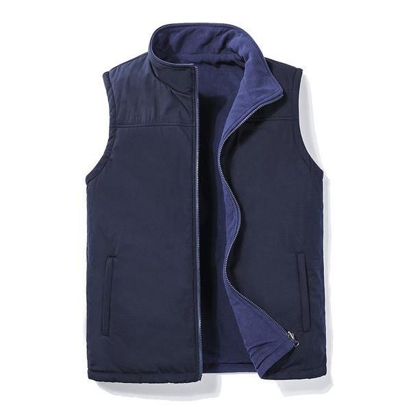 

men's vests polar fleece double-sided vest autumn and winter outdoor leisure sports sleeveless waistcoat middle-aged elderly, Black;white