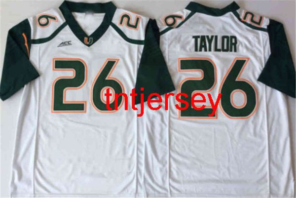 

custom men's miami hurricanes white #26 taylor jersey men women youth stitch add any name number xs-5xl, Black