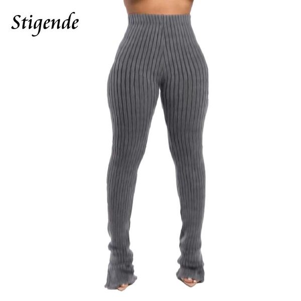 

women's pants & capris stigende women split leg ribbed flare casual solid color slim fit trousers ladies elastic waist bell bottom, Black;white