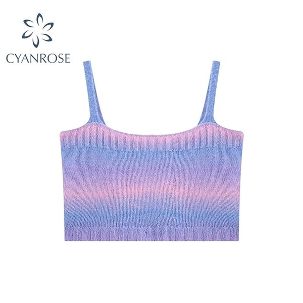 

purpel color striped camisole for women summer knitted sleeveless slim tank basic chic sweater female 210515, White;black