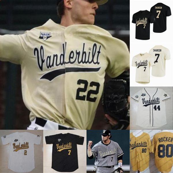 

ncaa college baseball ws vanderbilt commodores jersey mens women youth kids 22 jack leiter 51 jj bleday 3 cooper davis 16 austin martin 7 da, Black