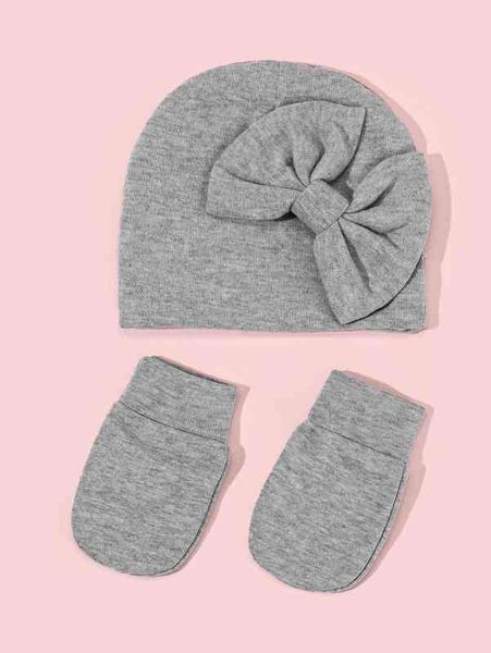 

baby bow decor hat & gloves she02, Yellow
