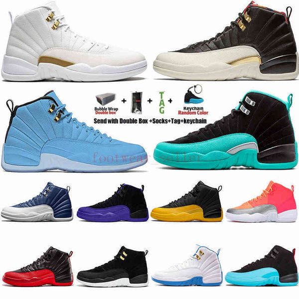 

jumpman 12 12s reverse flu game university gold dark concord unc taxi hyper jade mens basketball shoes with box trainers us 13 sneakers