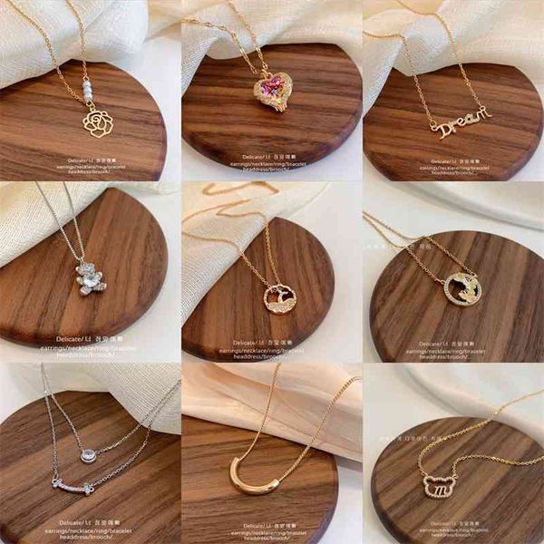

simple personality titanium steel necklace women's design sense ins fashion brand pendant temperament net red clavicle chain, Silver
