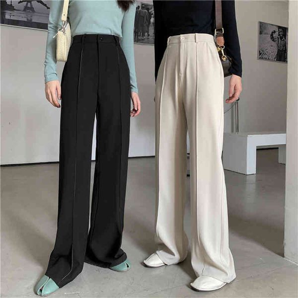 

pants solid color wild straight female spring summer fashion high waist casual x-long pants qbe7 g6h7, Black;white