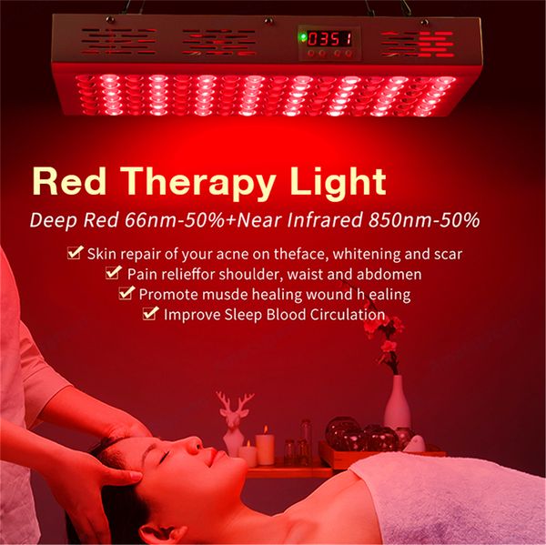 2021 Rotlicht-PDT, nicht flackernd, 660 nm, 850 nm, 1500 W, LLLT-Infrarot-LED-Rotlicht-Therapiegerät für Gelenkschmerzen, Bett-Hautpflege mit Zeitsteuerung, Wachstumslichter