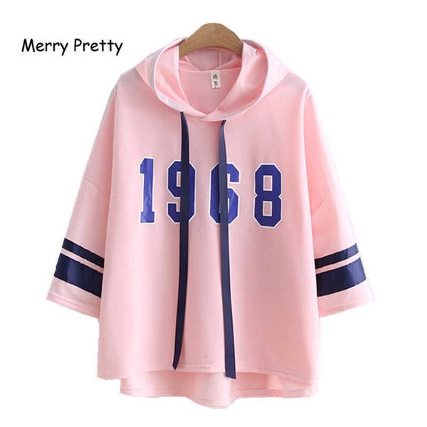 

merry pretty pink hoodies women harajuku long sleeve 1968 printed sweatshirts sweet hooded pullovers sudaderas mujer 6 colors 210526, Black