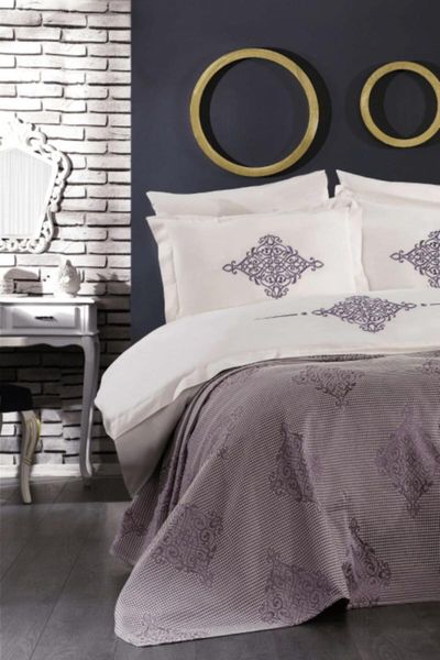 

bedding sets 7-piece cotton embroidered feveran duvet cover set purple stckhmnev1f