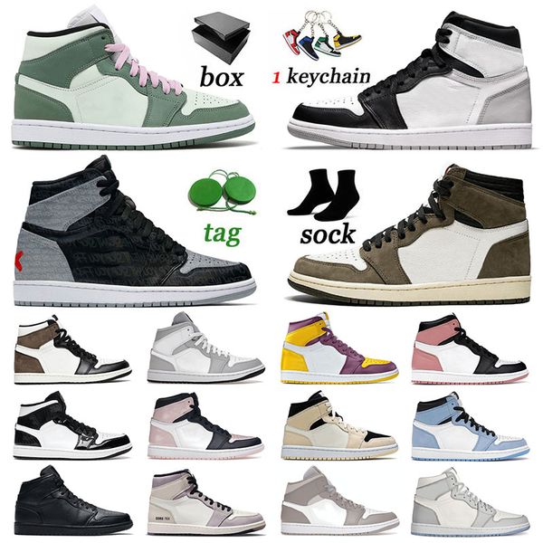 

designer jumpman 1 1s men women basketball shoes stage haze high rebellionaire banned dutch green mid carbon fiber university blue unc train