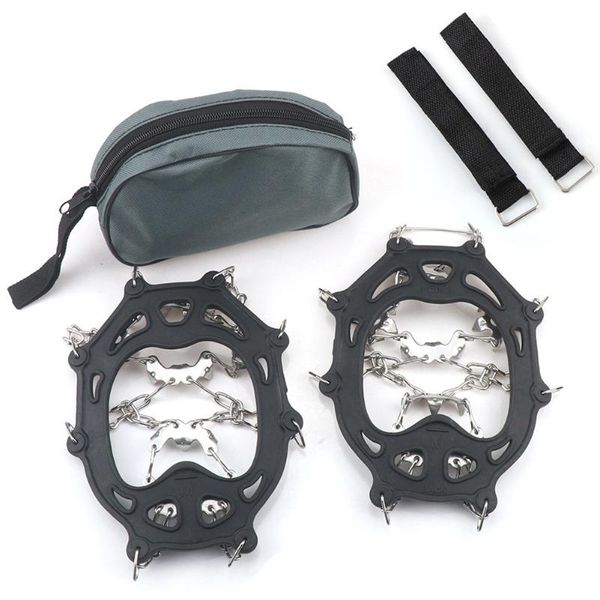 

stainless steel 19 teeth universal anti slip ice snow shoe boot grips traction cleats crampon spikes crampons ramponi crips cords, slings an