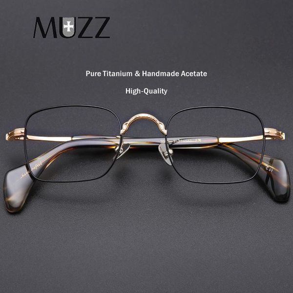 

fashion sunglasses frames men pure titanium glasses frame japan luxury myopia optical prescription handmade acetate eyeglasses retro women s, Black