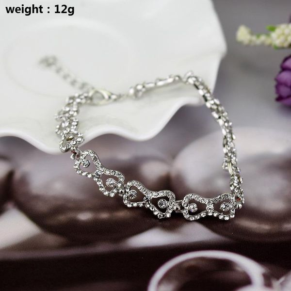 

link, chain rhinestone crystal bow shine bracelet women fashion jewelry gift for grirl wedding, Black