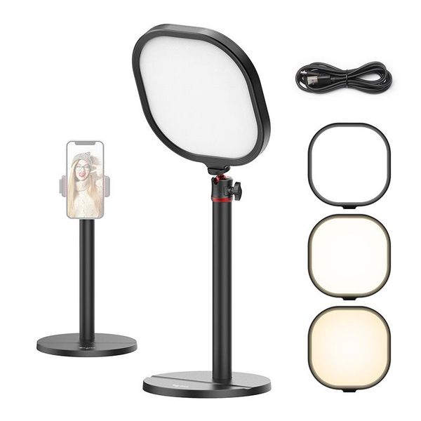 

flash heads vijim k7 3200k-5600k youtube video light with desk stand 360 fill desklive broadcast studio for makeup