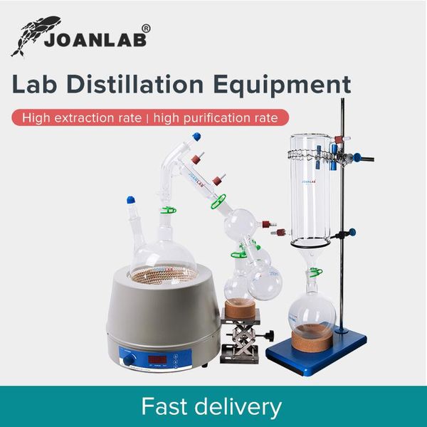 Laborbedarf JOANLAB-Ausrüstung Kurzweg-Destillationskit Glasapparatur mit Magnetrühr- und Heizmantel-Kühlfalle 2/5L