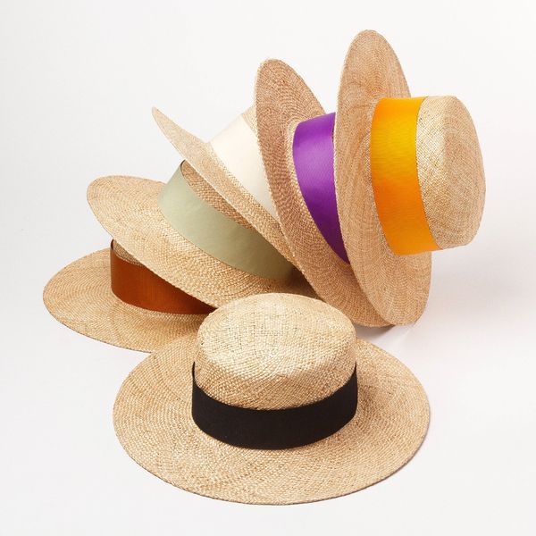 

kids woven wide-brimmed straw hats summer boys girls wide ribbon flat-shade children portable panama hat travel cap a6266, Yellow