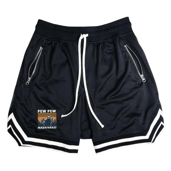 

men's shorts black cats 2021 pew madafakas fashion casual short summer running fitness fast-drying trend pant loose basketball, White;black