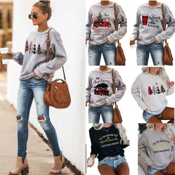 

women's hoodies & sweatshirts christmas women long sleeve hoodie autumn winter warm o neck pullover, Black