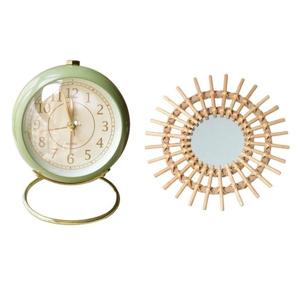 

decorative objects & figurines -1 pcs green silent alarm clock timer desk1 rattan dressing mirror innovative art decor round