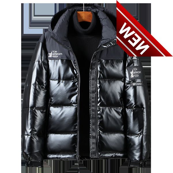 

casual sequined men's down jacket 2021 winter male white duck warm fashion mens hooded trendy coat man jaquetas, Black