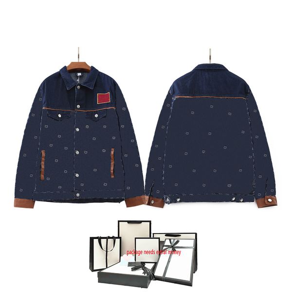 

mens fashion jean jacket cool hip hop streetwear navy outdoor chaqueta casual pattern print jeans wear high quality jackets coat