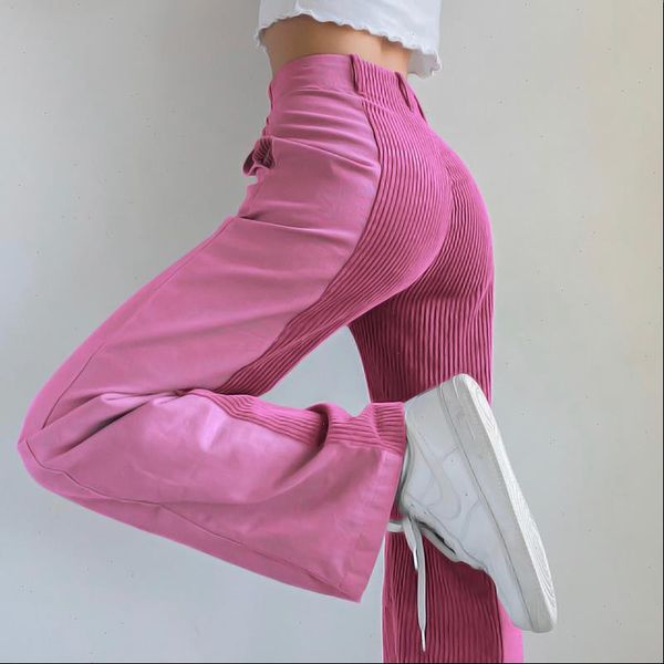 

vintage patched corduroy fashion harajuku women pants e girl long high waist straight trousers autumn y2k female, Black;white
