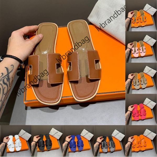

luxury designer brand flat sheepskin slipper genuine leather sandals women ladies girl home slippers beach shoes flip flop with original box, Black