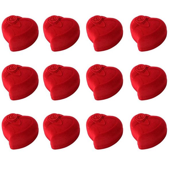 

jewelry pouches, bags 12 pcs heart-shaped flocking boxes, wedding gift box, big red ring box,heart box, Pink;blue