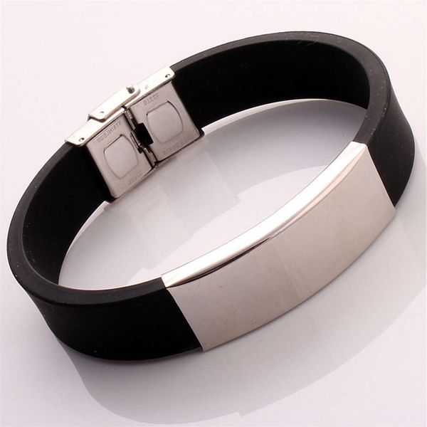 

hand catenary bracelet korean personalized men's titanium steel smooth silicone bracelet, Golden;silver