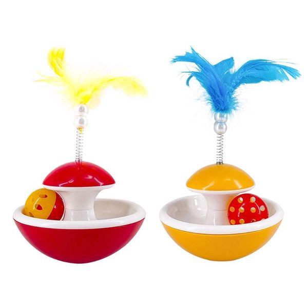 

cat toys ball toy interactive training tumbler with feather teaser bell