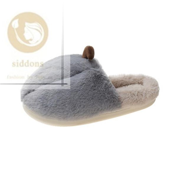 

slippers cute pumpkin baotou hairy 2021 autumn and winter soft bottom home indoor outdoor warm cotton women, Black