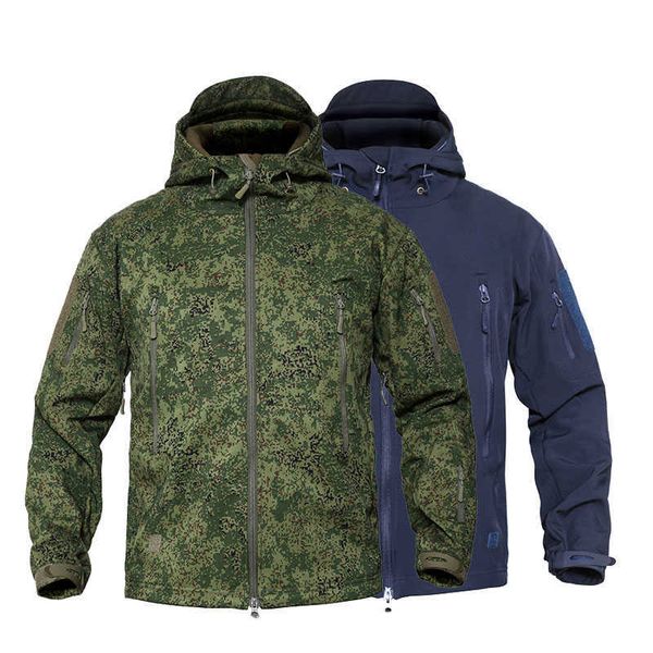 MEGE Herren Militär Tarnung Fleece Taktische Jacke Männer Wasserdichte Softshell Windjacke Winter Armee Mit Kapuze Mantel Jagd Kleidung 210909