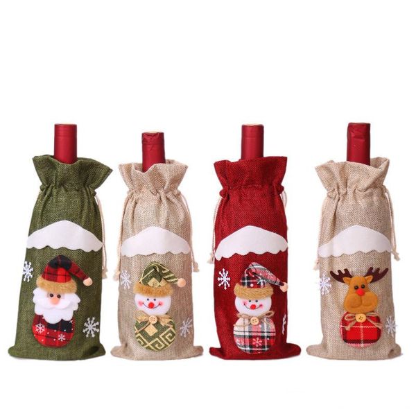 

2020 new christmas decorations red wine bottle cover bags santa claus gift bags champagne wine bag xmas l decoration