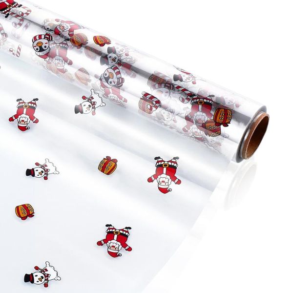 

gift wrap stobok cellophane 2.5 mil thickness roll santa claus pattern design bags to baskets ar