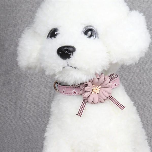 

dog collars & leashes 1pc pu leather flower pet collar adjustable cat puppy necklace bowknot tie neckerchief elegant supplies