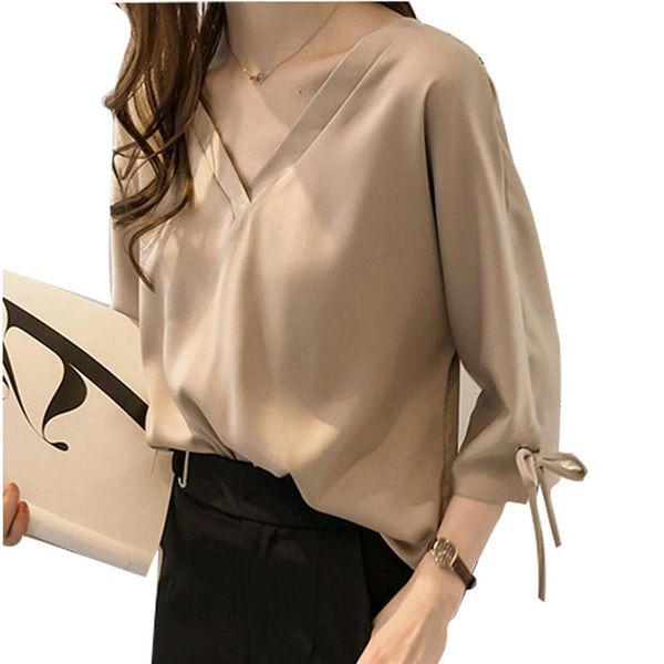 

women's blouses & shirts etosell womens and summer v neck chiffon blouse bow shirt women ladies work wear blusa feminina, White
